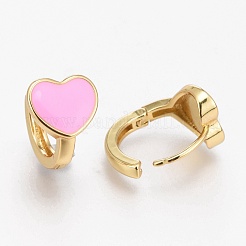 Серьги-кольца Huggie из латуни с эмалью EJEW-L231-61C