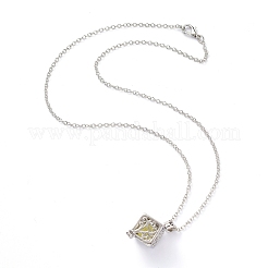 Colliers pendentif cube médaillon en alliage lumineux&nbsp;NJEW-F284-04A