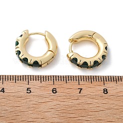 Серьги-кольца с зеленым кубическим цирконием EJEW-C022-08G