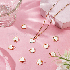 10 шт. подвески в форме сердца из натуральной белой ракушки из латуни&nbsp;KK-BBC0018-99