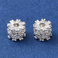 Placcatura a cremagliera in ottone con pavé di perle di zirconia cubica trasparenti&nbsp;KK-M285-30A-S