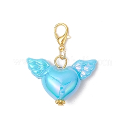 Подвесные украшения из непрозрачного акрила в форме сердца и крыла HJEW-JM03301