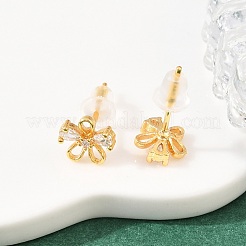 Серьги-гвоздики из латуни с микропаве из прозрачных кубических цирконий для женщин&nbsp;EJEW-A150-03G