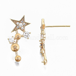 Серьги из латуни с микропейвом и прозрачным фианитом&nbsp;KK-S356-127G-NF