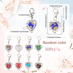 50 шт. подвеска в форме сердца из стекла и сплава миллефиори HJEW-SC0002-17