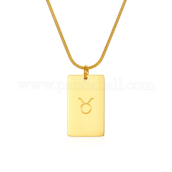 Colliers élégants avec pendentif rectangulaire en acier inoxydable avec un signe du zodiaque pour femmes&nbsp;GA2858-3