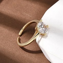 Латунные микропаве кубические цирконии манжеты открытые кольца для женщин&nbsp;RJEW-B160-04G