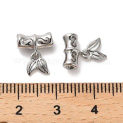 真鍮ヨーロッパダングルチャーム  竹の葉の大きな穴のペンダント  カドミウムフリー＆ニッケルフリー＆鉛フリー  プラチナ  11mm  穴：1.6mm&nbsp;KK-B110-03P