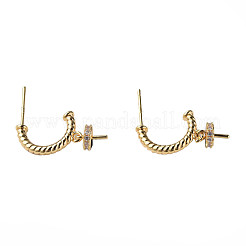 Фурнитура для серег-гвоздиков из латуни с паве из прозрачного кубического циркония KK-N233-389