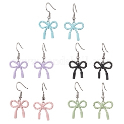 5 пара серег-бантов из нержавеющей стали 304 и сплава с напылением&nbsp;EJEW-JE06639