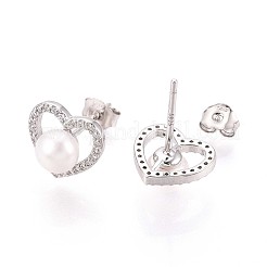 925 серьги-гвоздики из стерлингового серебра с микропаве из прозрачных кубических цирконий&nbsp;STER-N016-78P