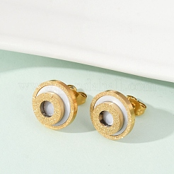 Серьги-гвоздики из пластика с имитацией ракушек из нержавеющей стали 304 EJEW-Z089-20G