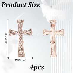 4 шт. крестообразных значков для лацканов со стразами&nbsp;JEWB-HY0001-50RG