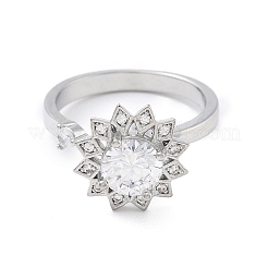 Вращающиеся открытые манжеты-кольца для женщин с изображением подсолнечника RJEW-S402-13P