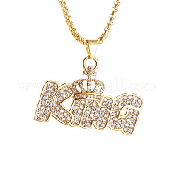 Collana unisex con ciondolo a forma di corona in lega interamente tempestata di cristalli e strass&nbsp;WGC5C6D-01