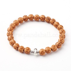 3 pièces 3 styles imitation bois acrylique bracelets de perles extensibles&nbsp;BJEW-JB06235
