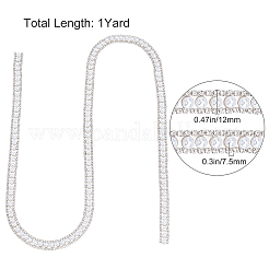 1ヤードの鉄製ラインストーンカップチェーン  プラスチックパールビーズ付き  プラチナ  ホワイト  12x7.5mm&nbsp;DIY-GF0005-41