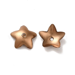 イオンプレーティング（IP）304ステンレススチールフラワービーズキャップ  花  5花びら  コーヒーゴールデン  7x7.5x2mm  穴：0.8mm&nbsp;STAS-G127-05CG