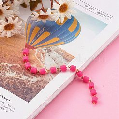 手作りのポリマー粘土ビーズチェーン  リンクチェーン  真鍮の目のピンで  クイックリンクコネクタ  ブレスレットネックレス作りに  カメリア  13x6mm  約39.37インチ（1m）/連&nbsp;AJEW-JB00926-07