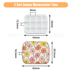 2 шт. 2-цветный мини-коробка с краской из железа и пластика AJEW-DC0001-13