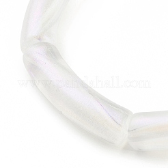 女性のためのアクリル製のカーブチューブ分厚いストレッチ ブレスレット  透明  ビーズ：31x7.5x9.5mm  内径：2インチ（5.1cm）&nbsp;BJEW-JB08122