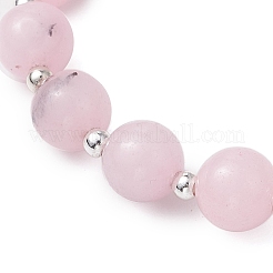 天然桜瑪瑙ビーズブレスレット  女性用合金クロスチャーム付き  1/4インチ（0.8cm）  内径：2-1/8インチ（5.3cm）&nbsp;BJEW-TA00564-03