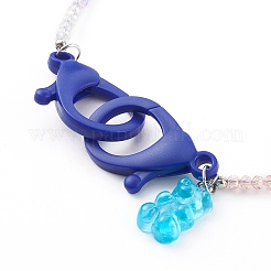 Персонализированные радужные гальванические ожерелья со стеклянными бусинами NJEW-JN03410-02