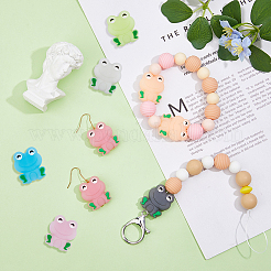 16 шт. 8-цветные светящиеся бусины-лягушки из пищевого экологически чистого силикона SIL-DC0001-21