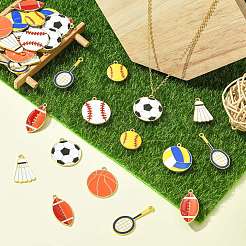 40 шт. 8 стиля подвески из сплава спортивного мяча с эмалью&nbsp;ENAM-CJ0006-82