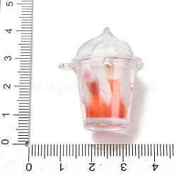 アクリルパーツ  アイスクリームのチャーム  樹脂とプラスチックパール付き  ピンク  28x23x32.5mm  穴：1.8mm&nbsp;AC-CBA5EF9-01D