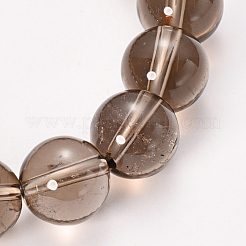 Природных дымный браслеты простирания кварц из бисера BJEW-Q692-54-8mm