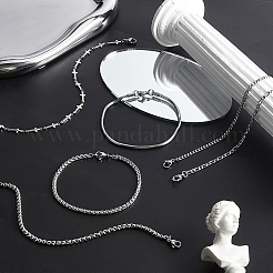 6шт 6 стиля браслетов-цепочек из нержавеющей стали 304 BJEW-GA0001-18