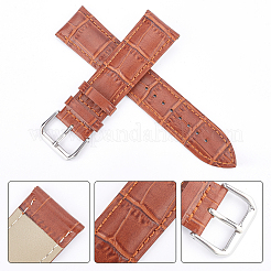 レザー時計バンド  304ステンレススチール留め具付き  シエナ  90~120x22x4~5mm&nbsp;WACH-GF0001-002C-02