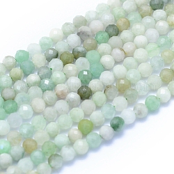 Chapelets de perles naturelles de jade du Myanmar/jade de Birmanie, facette, ronde, 4mm, Trou: 0.6mm, Environ 101 pcs/chapelet, 15.35 pouce (39 cm)