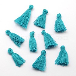 Cotton Thread Tassels Pendant Decorations, Teal, 25~31x5mm, about 39~47pcs/bag