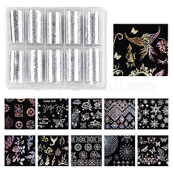 Transfer Foil Nail Art Sticker, For Nail Tips Decorations, Colorful, 10sheet/box