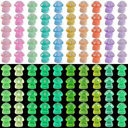 100 Stück 10 Farben Pilz leuchtende Harz-Display-Dekorationen, Leuchten im Dunkeln, für Auto- oder Heimbüro-Desktop-Ornamente, Mischfarbe, 12.5x11.5 mm, 10 Stk. je Farbe