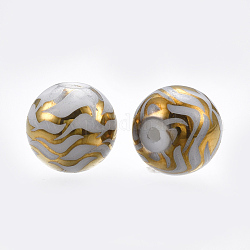 Galvanisierte Glasperlen, rund mit welligkeit, golden, 8 mm, Loch: 1 mm, 300 Stück / Beutel