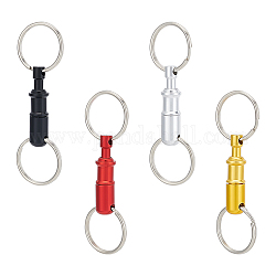 Unicraftale 4Pcs 4 Colors Aluminum Quick Release Keychain, Detachable Pull Apart Snap Keychain, for Lock Car Key Holder with Two Key Rings, Mixed Color, 8cm, 1pc/color