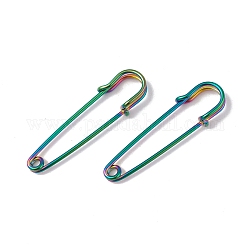 Placcatura ionica (ip) 304 pin di sicurezza in acciaio inossidabile spilla risultati, spille da kilt per la realizzazione di spille da bavero, colore arcobaleno, 50.5x14x5.5mm