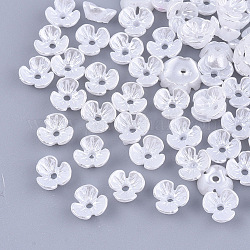 Perlenkappen aus Kunstharzimitat, 3-Blütenblatt, Blume, weiß, 6x6.5x2.5 mm, Bohrung: 1 mm