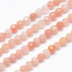 Chapelets de perles en aventurine rose naturel, ronde, facette, 2mm, Trou: 0.5mm