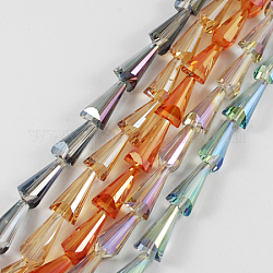 Transparent Electroplate Glass Beads, Faceted Cone, Mixed Color, 18x10x9mm, Hole: 1.5mm