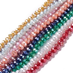 Opaque Glass Beads Strands, Faceted, Rondelle, Mixed Color, 6x5mm, Hole: 1mm, about 126pcs/strand, 24.41''(62cm)
