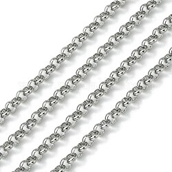 304 Stainless Steel Rolo Chains, Unwelded, Stainless Steel Color, 4x1.5mm