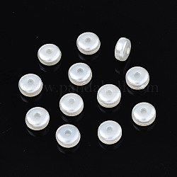 Perles d'imitation perles en plastique ABS, plat rond, blanc crème, 6x3mm, Trou: 1.5mm, environ 7050 pcs/500 g