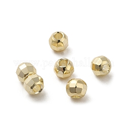 Perles séparateurs en laiton, facette, baril, véritable 14k plaqué or, 4x3.3mm, Trou: 1.5mm