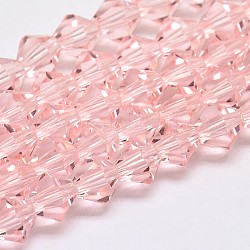 Imitare austriaco di cristallo di vetro bicone fili di perline, grado aa, sfaccettato, roso, 3x3.5mm, Foro: 0.8 mm, circa 120~125pcs/filo, 14.8 pollice