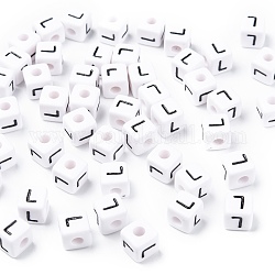 Lettera perline europee acriliche, foro orizzontale, cubo, letter.l, 10x10x10mm, Foro: 3.5~4 mm, circa 598pcs/500g