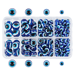 Runde bösen Blick Harzkügelchen, Blau, 6~12x5~12 mm, Bohrung: 1.8~2 mm, 266 Stück / Karton
